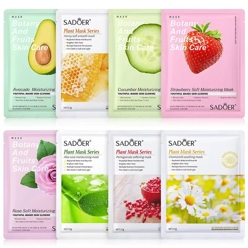 Revitalize Your Skin with 8Pcs Natural Plant Face Masks - Hydrating, Firming & Moisturizing Korean Beauty Treatment