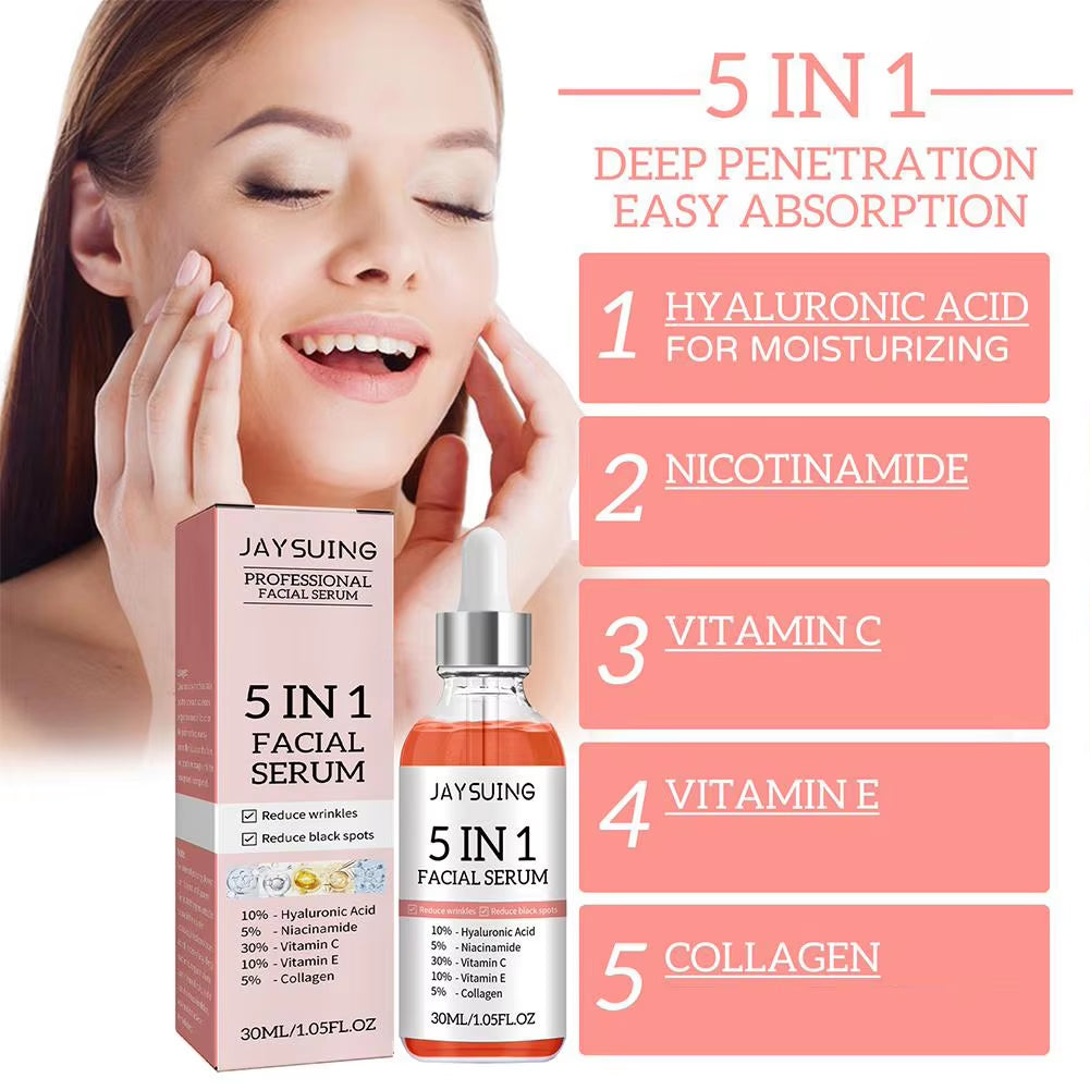 5-in-1 Vitamin C Hyaluronic Face Serum Firming Brightening Pores