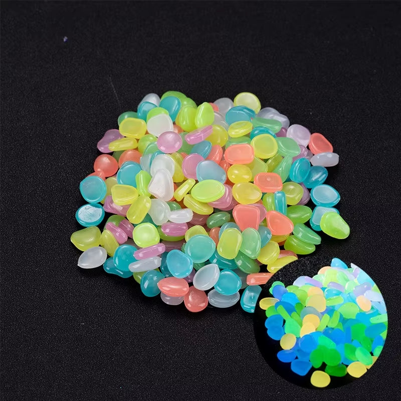 Illuminate Your Outdoors: 100-Piece Glow in the Dark Garden Pebbles for Stunning Decor in Patios, Walkways, and Aquariums