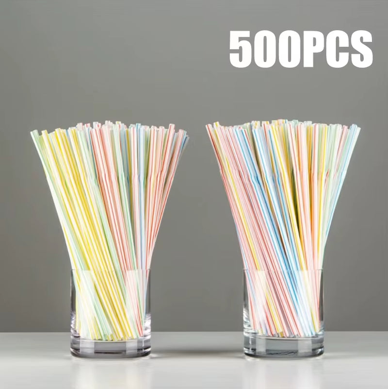 Vibrant Multicolor Plastic Drinking Straws - Perfect for Weddings, Parties, and Cocktails (50-1000 Pcs)