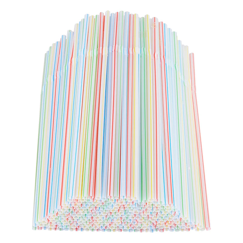 Vibrant Multicolor Plastic Drinking Straws - Perfect for Weddings, Parties, and Cocktails (50-1000 Pcs)