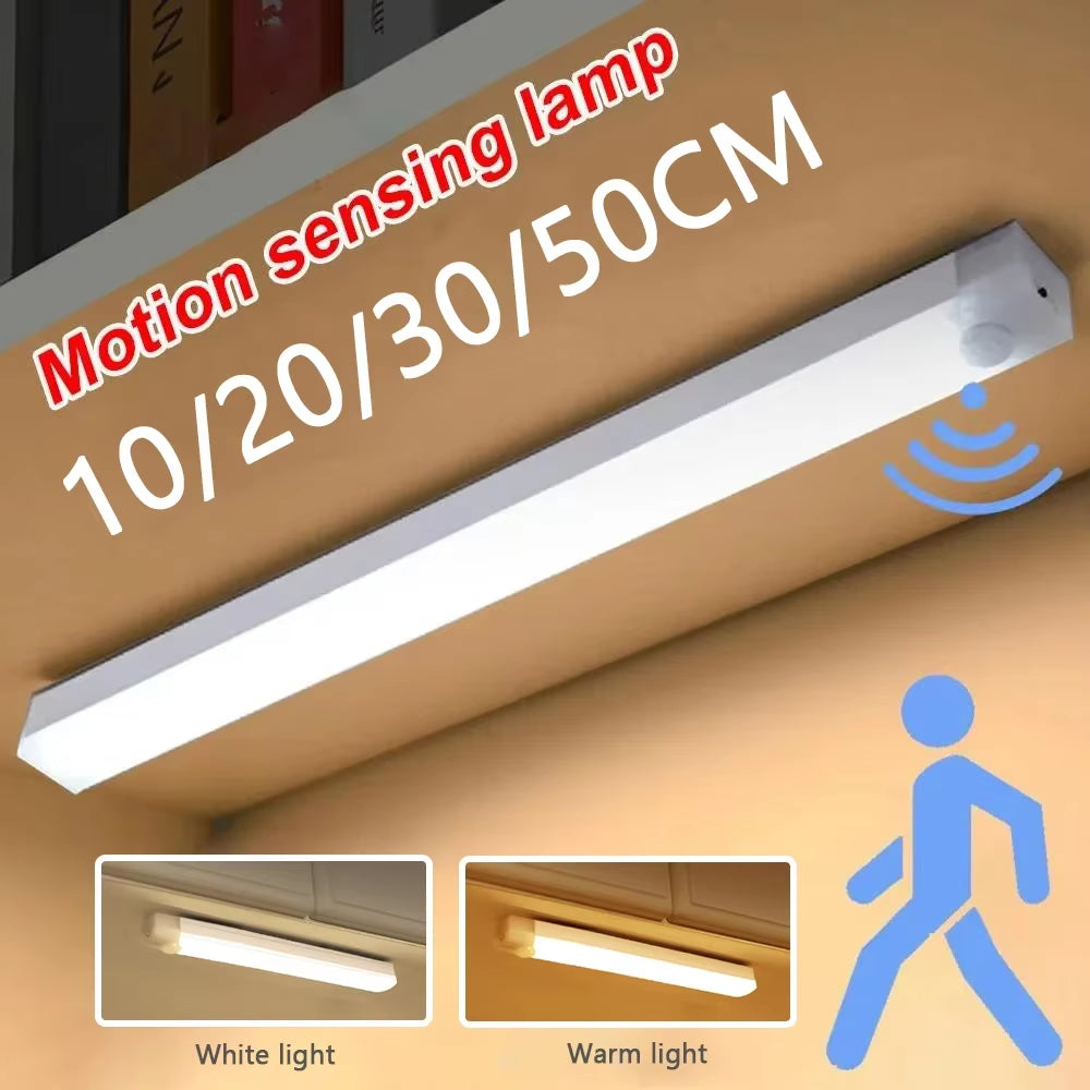 Rechargeable LED Motion Sensor Night Light - Wireless Cabinet, Wardrobe, and Staircase Backlight for Kitchen