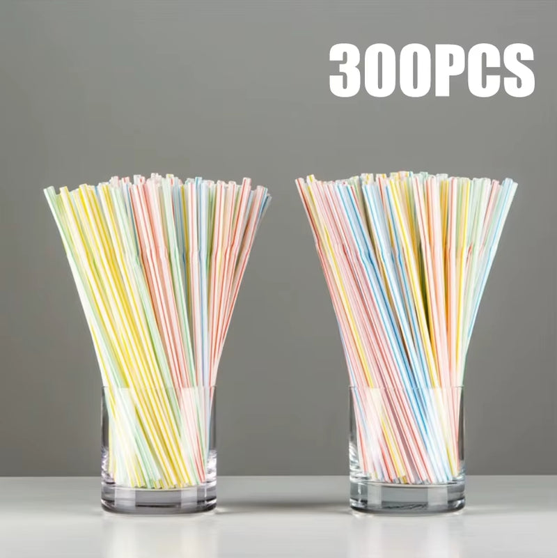 Vibrant Multicolor Plastic Drinking Straws - Perfect for Weddings, Parties, and Cocktails (50-1000 Pcs)