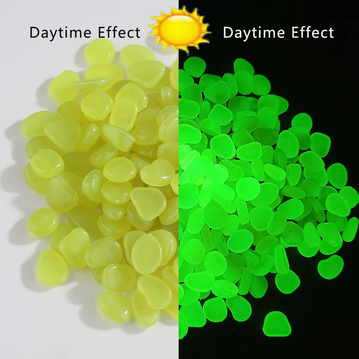 Glow-in-the-Dark Luminous Stones - 100pcs Fluorescent Decorative Gems for Gardens & Fish Tanks