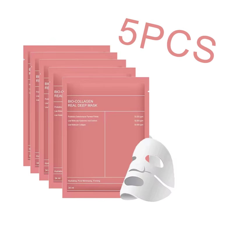 Revitalize Your Skin with Bio Collagen Face Mask - Ultimate Pore Shrinking & Deep Hydration Treatment (Available in 1, 4, or 10 Pcs) for a Refreshing Glow