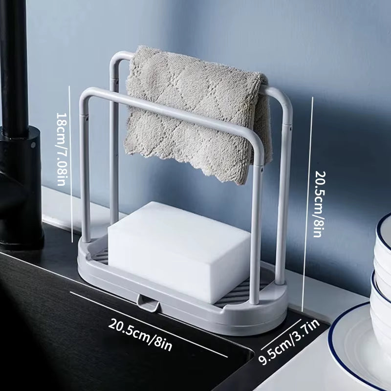 Double-Layer Kitchen Cloth & Sponge Drain Rack - Stylish Sink Storage Solution