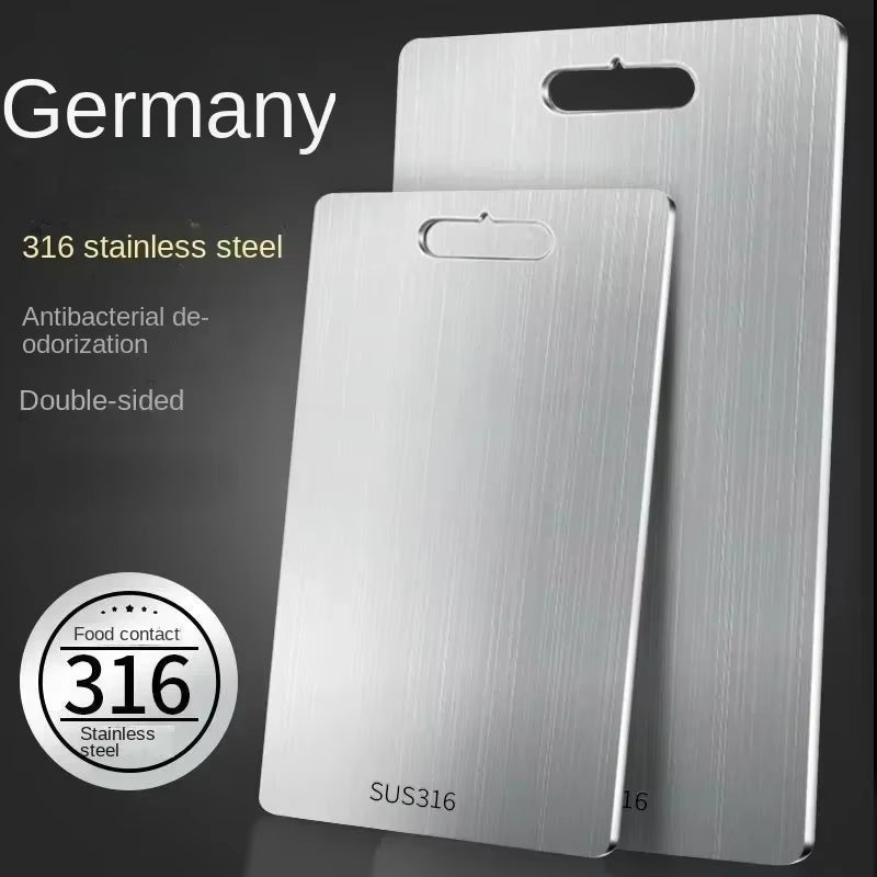 Premium 316 Stainless Steel Double-Sided Cutting Board & Kneading Dough Block – Thickened Kitchen Essential