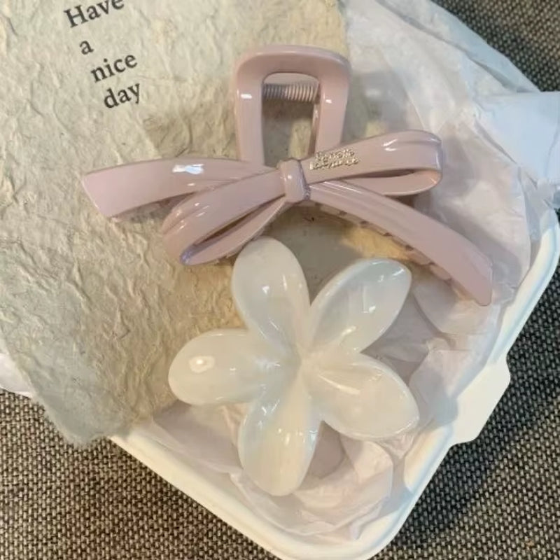 Charming Vintage Blue Polka Dot Hair Clips with Red Bow - 2Pcs Set for Stylish Women