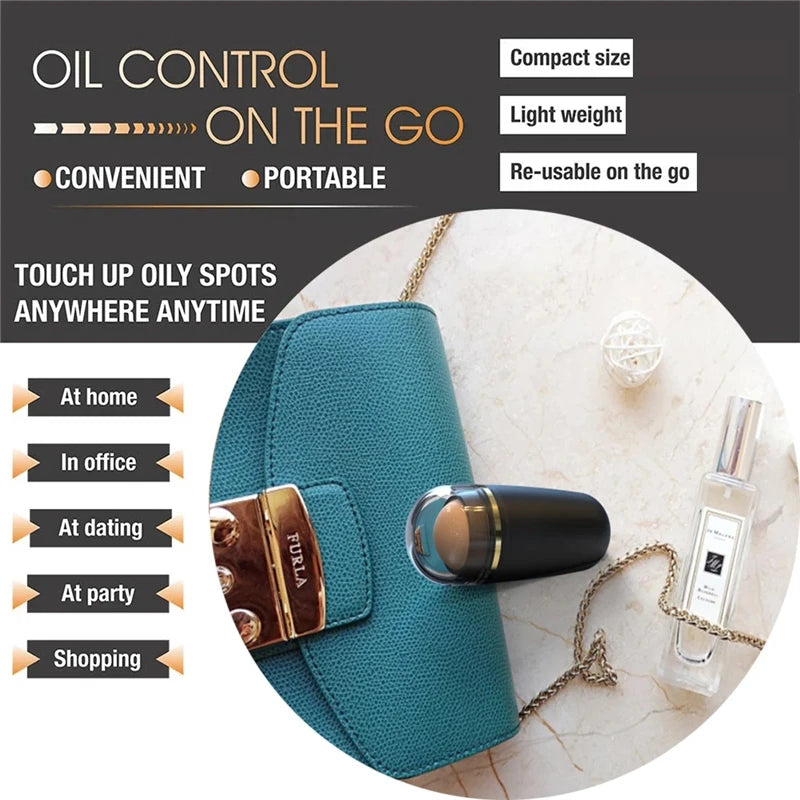 Revitalize Your Skin with the Natural Volcanic Stone Face Oil Absorbing Roller - Your Go-To Tool for Perfect Pores and Flawless Makeup!