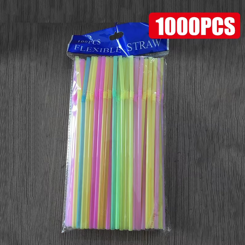 Vibrant Multicolor Plastic Drinking Straws - Perfect for Weddings, Parties, and Cocktails (50-1000 Pcs)