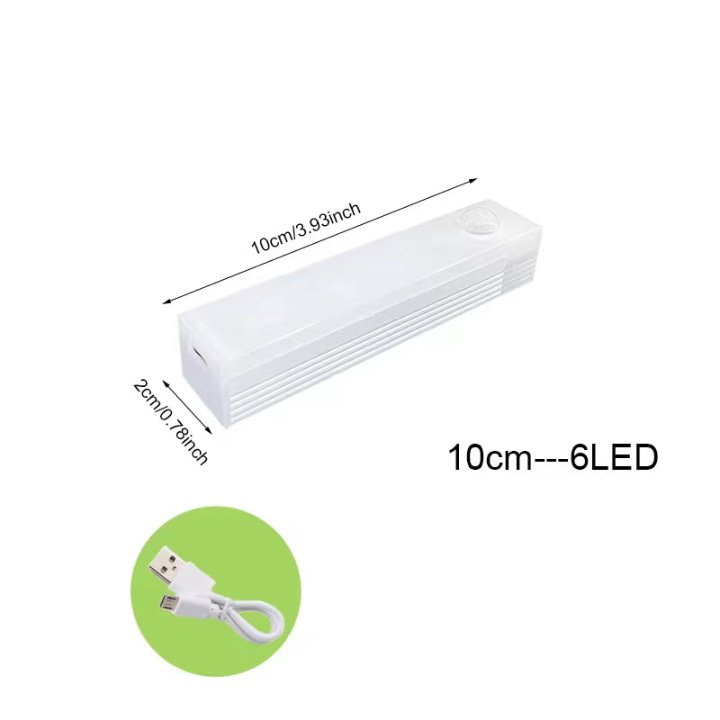 Rechargeable LED Motion Sensor Night Light - Wireless Cabinet, Wardrobe, and Staircase Backlight for Kitchen