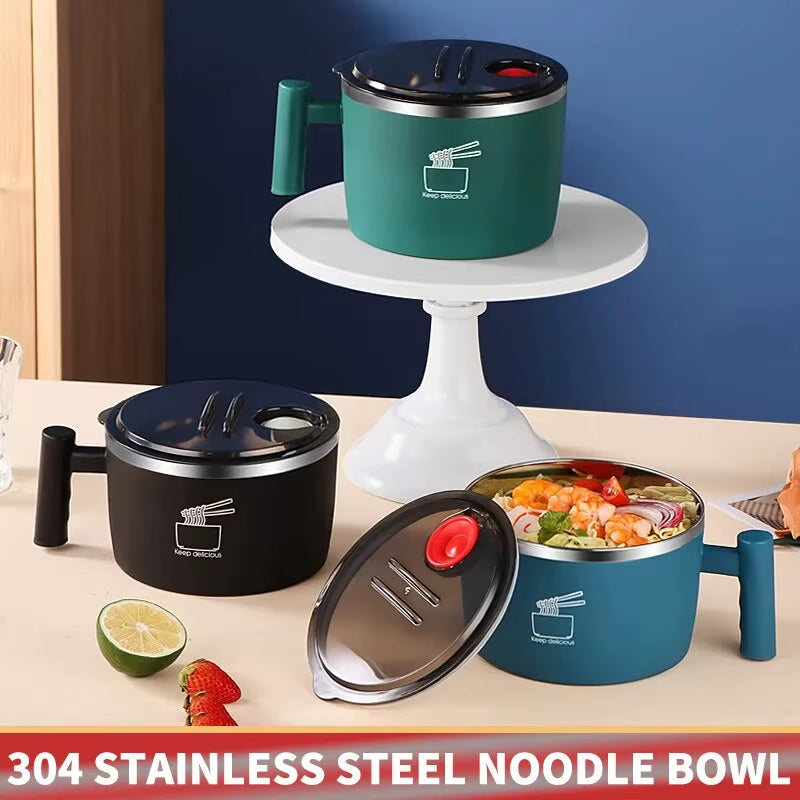 Experience Convenience with the Ultimate Portable Stainless Steel Bowl with Lid - Ideal for Instant Noodles and More!