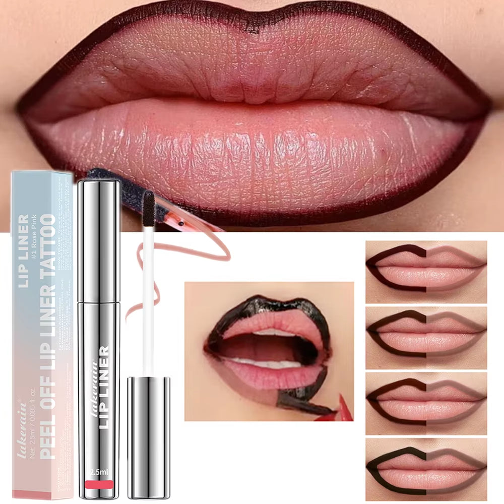 Waterproof Lip Liner Peel-Off Matte Lip Tint Brown Contour