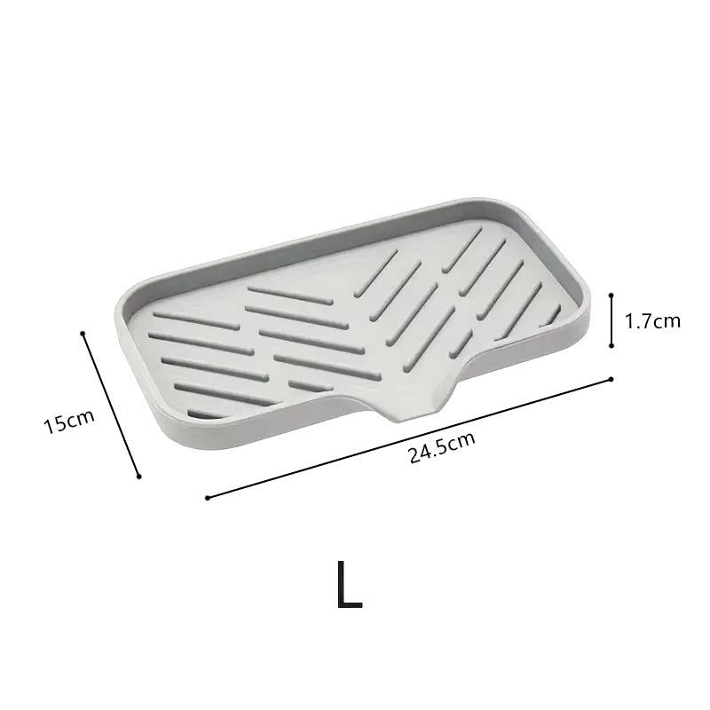 Dry & Organized Silicone Faucet Mat - Stylish Sink Tray for Soap, Sponge & Drainage