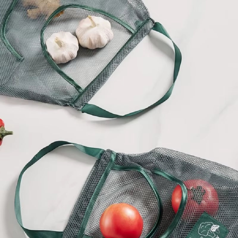 Eco-Friendly Hanging Mesh Storage Bags for Fresh Fruits & Vegetables - Perfect for Ginger, Garlic, Potatoes, & Onions!