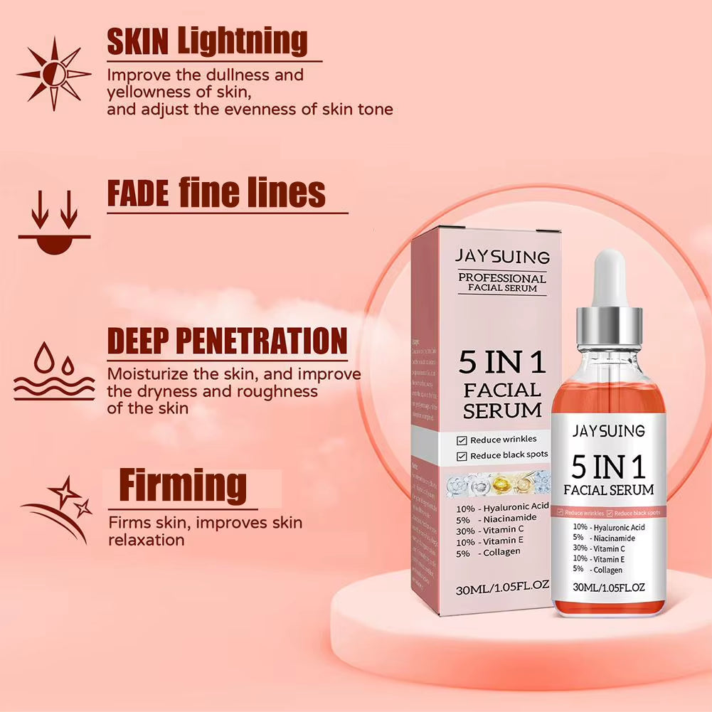 5-in-1 Vitamin C Hyaluronic Face Serum Firming Brightening Pores