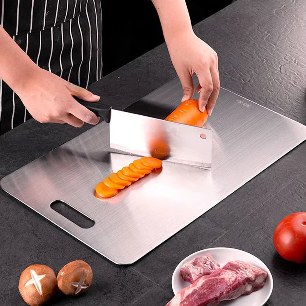 Premium 316 Stainless Steel Double-Sided Cutting Board & Kneading Dough Block – Thickened Kitchen Essential