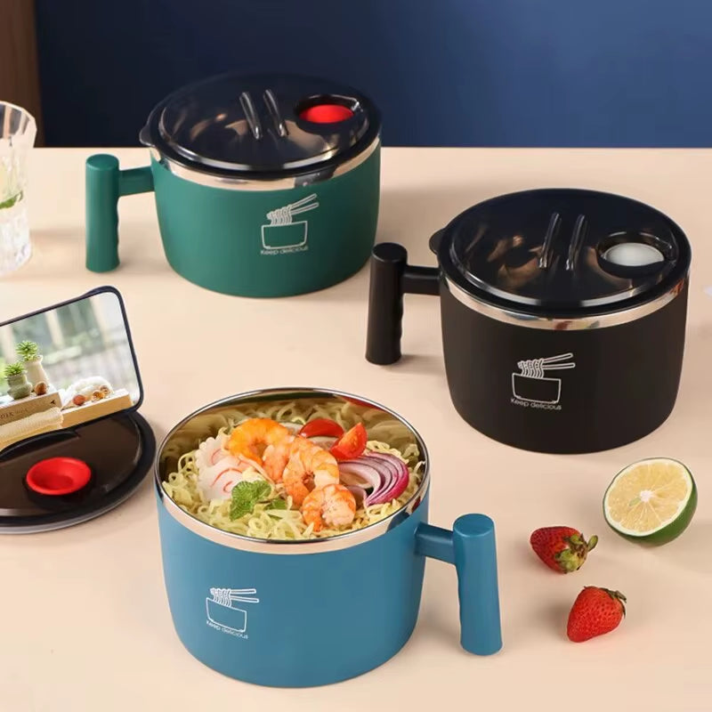 Experience Convenience with the Ultimate Portable Stainless Steel Bowl with Lid - Ideal for Instant Noodles and More!