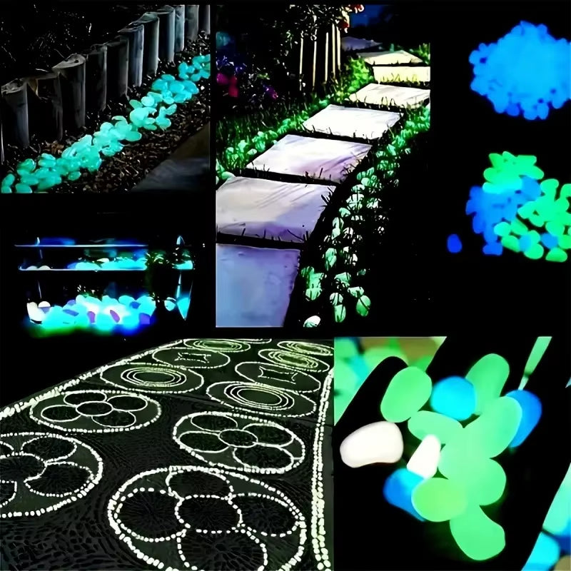 Illuminate Your Outdoors: 100-Piece Glow in the Dark Garden Pebbles for Stunning Decor in Patios, Walkways, and Aquariums