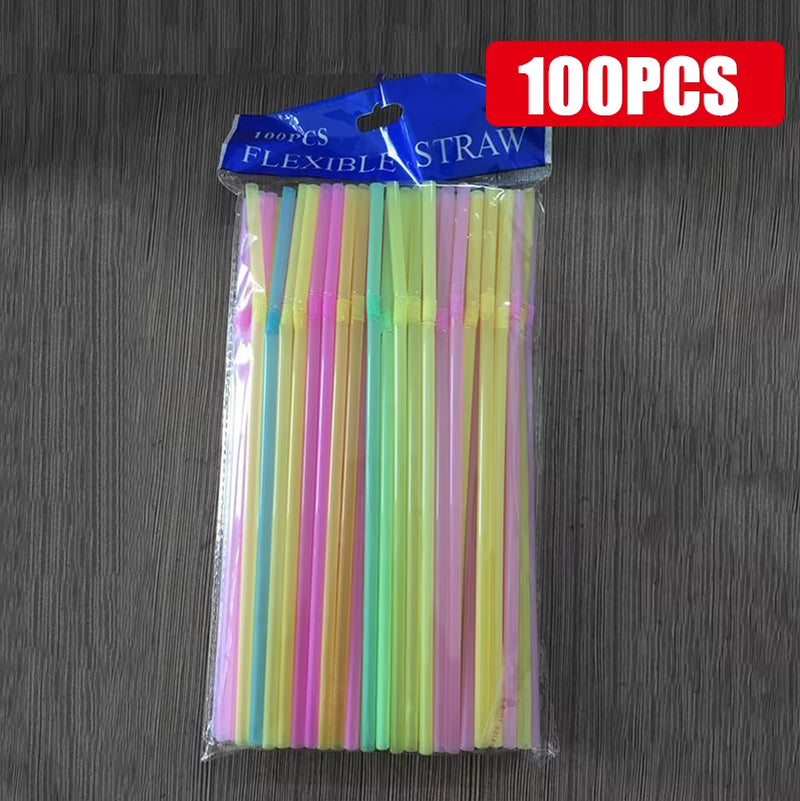 Vibrant Multicolor Plastic Drinking Straws - Perfect for Weddings, Parties, and Cocktails (50-1000 Pcs)