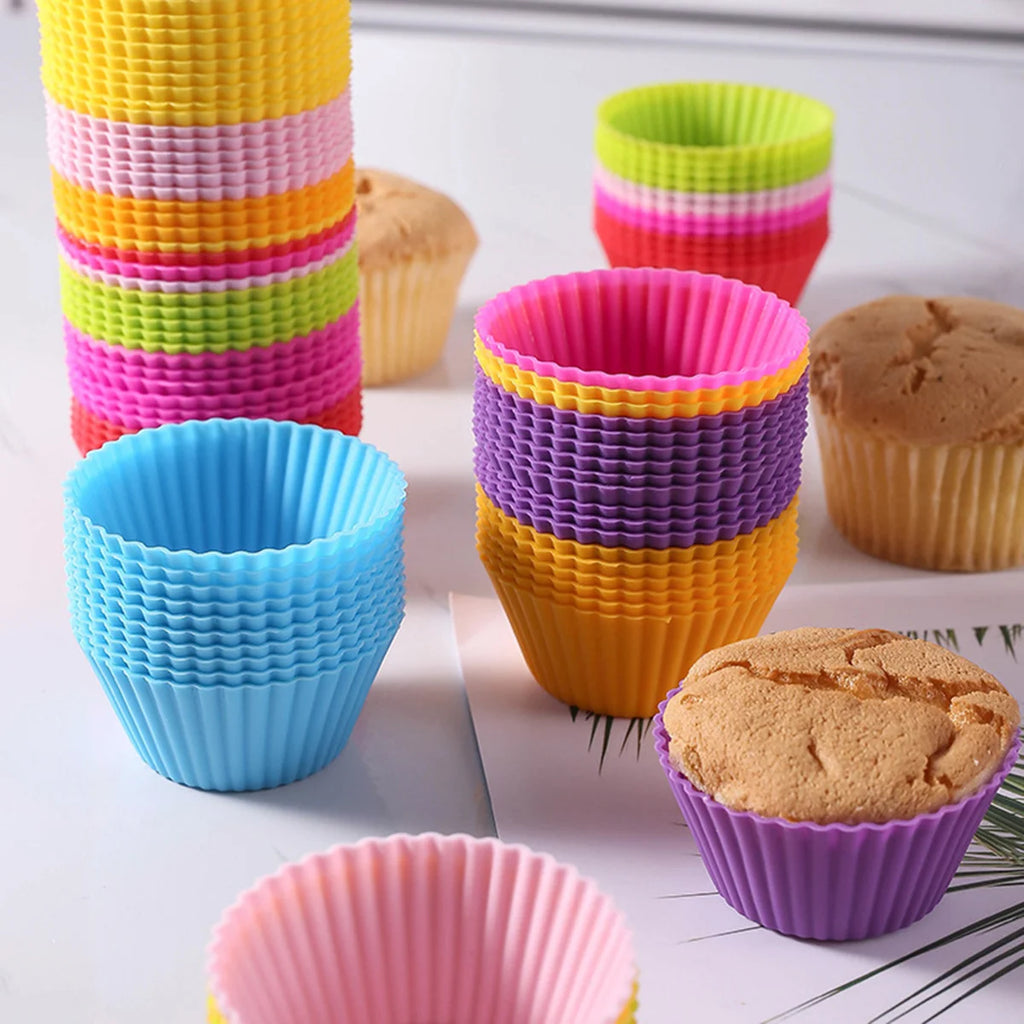 12-Pack High-Temp Silicone Cake Cup Molds - Perfect for Pudding, Jelly, & Air Fryer Baking!