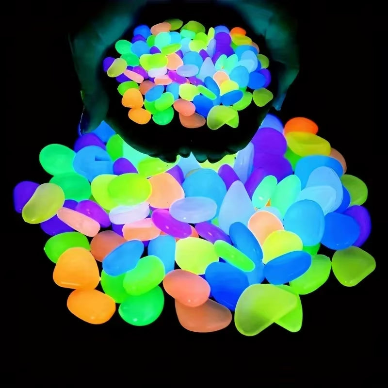 Illuminate Your Outdoors: 100-Piece Glow in the Dark Garden Pebbles for Stunning Decor in Patios, Walkways, and Aquariums