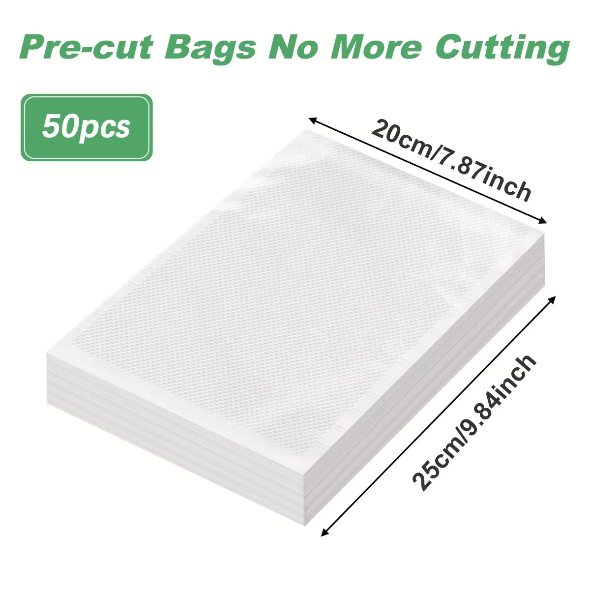 50Pcs Kitchen Vacuum Bags - BPA-Free Food Storage for Sealer Machines - Essential Kitchen Accessories