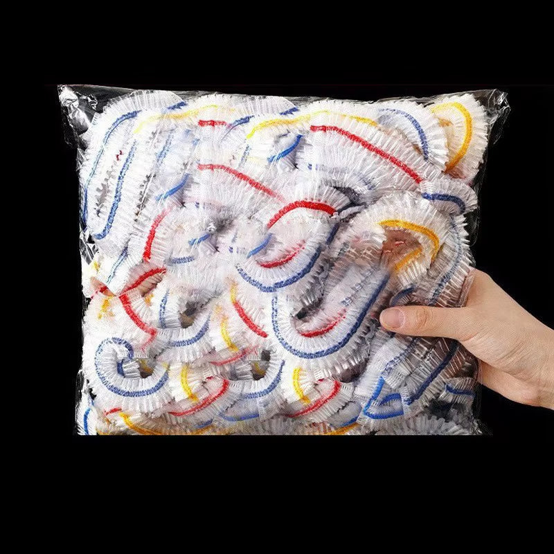 100Pcs Colorful Elastic Food Covers - Versatile Disposable Storage Bags for Fruits & Kitchen Organization