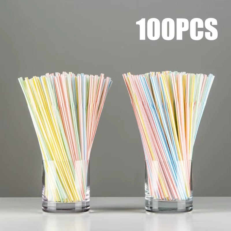 Vibrant Multicolor Plastic Drinking Straws - Perfect for Weddings, Parties, and Cocktails (50-1000 Pcs)