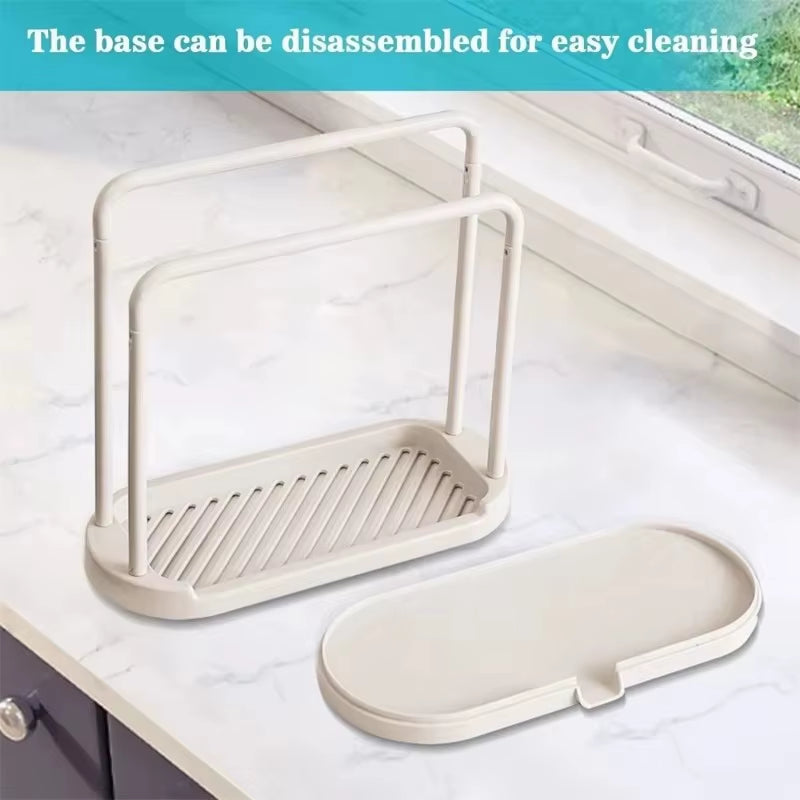 Double-Layer Kitchen Cloth & Sponge Drain Rack - Stylish Sink Storage Solution