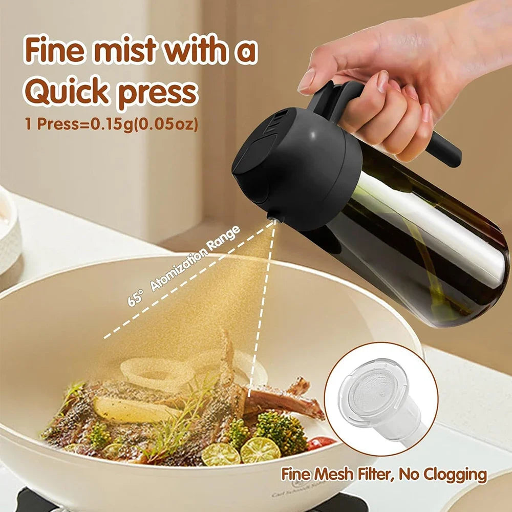 470ml Dark Green Glass Oil Sprayer - 2-in-1 Light-Blocking Olive Oil Dispenser for Cooking