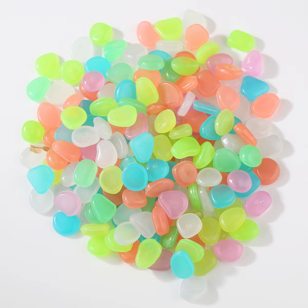 Glow-in-the-Dark Luminous Stones - 100pcs Fluorescent Decorative Gems for Gardens & Fish Tanks