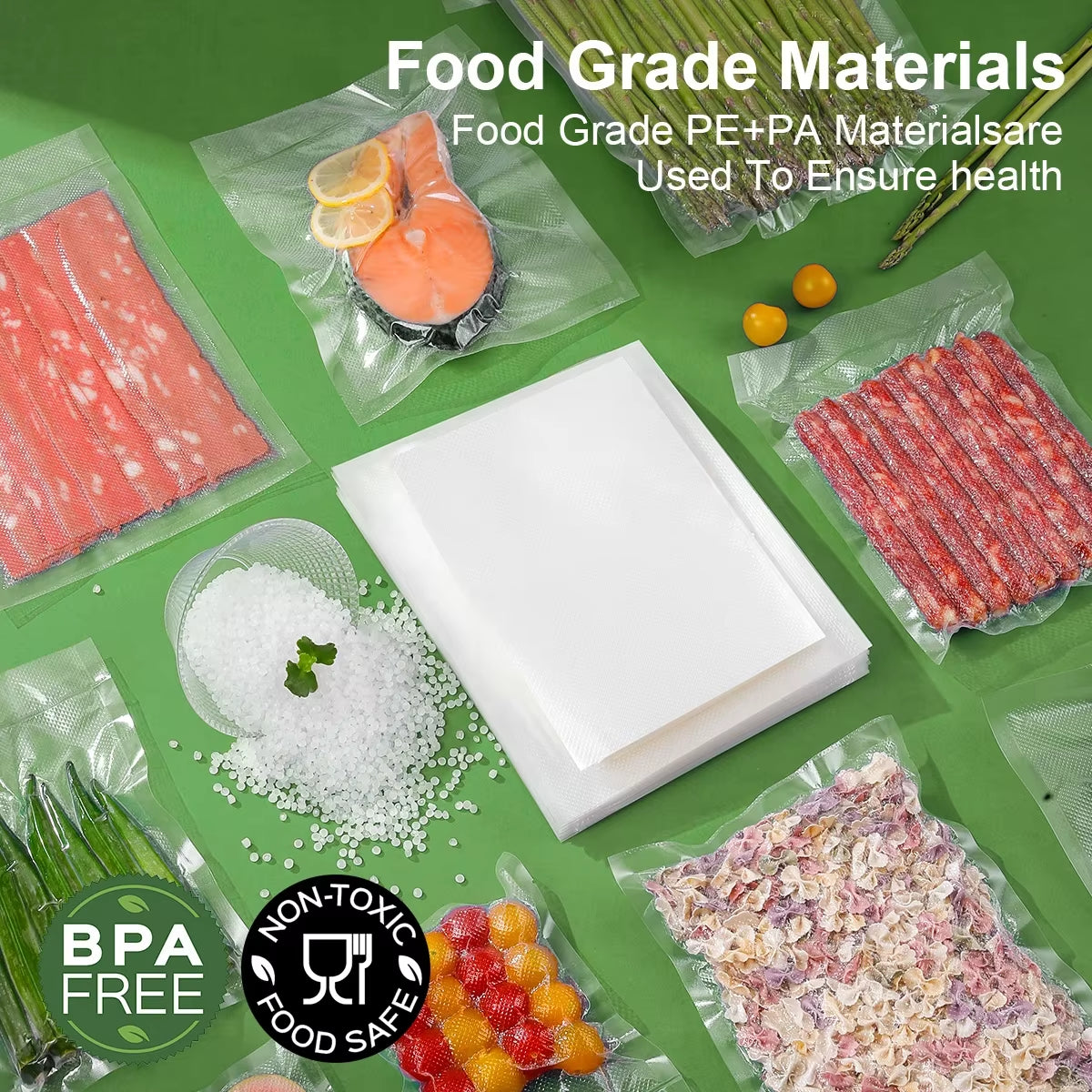 50Pcs Kitchen Vacuum Bags - BPA-Free Food Storage for Sealer Machines - Essential Kitchen Accessories