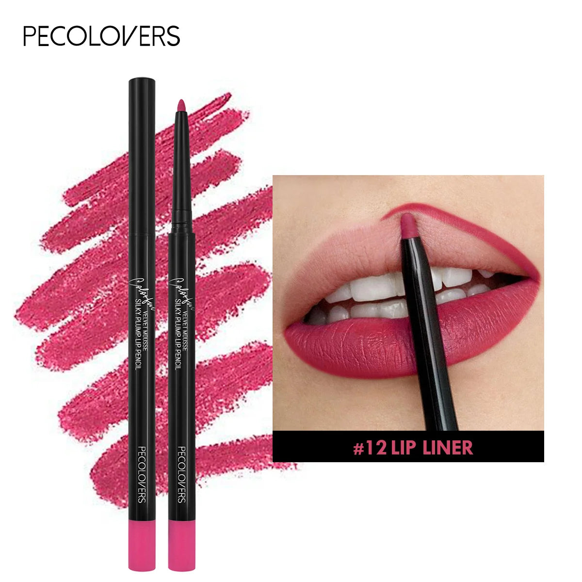 Waterproof Matte Lipliner Pencil 12 Colors Long-Lasting Tint