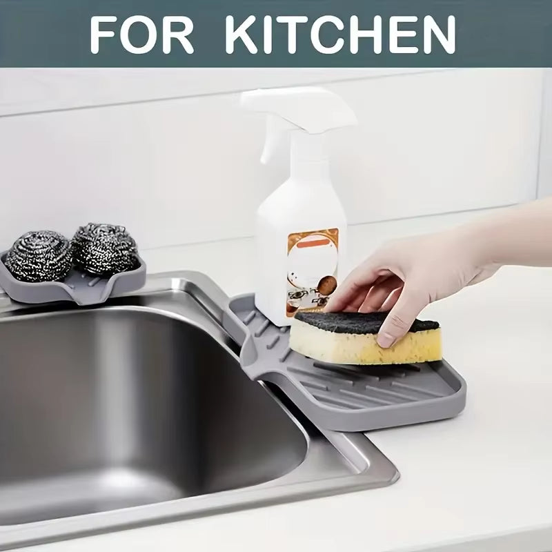 Dry & Organized Silicone Faucet Mat - Stylish Sink Tray for Soap, Sponge & Drainage