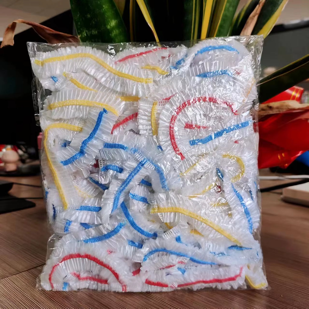 100Pcs Colorful Elastic Food Covers - Versatile Disposable Storage Bags for Fruits & Kitchen Organization