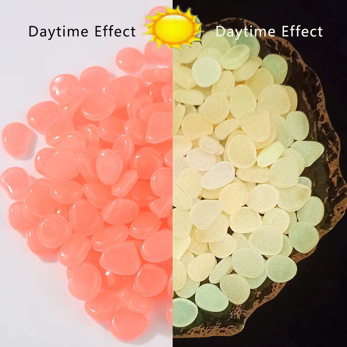 Glow-in-the-Dark Luminous Stones - 100pcs Fluorescent Decorative Gems for Gardens & Fish Tanks