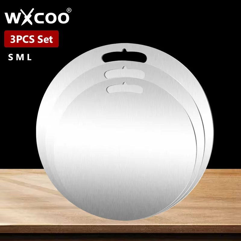 WXCOO Premium Double-Sided Bamboo & Stainless Steel Cutting Board - Perfect for Fruits, Meats, and Vegetables