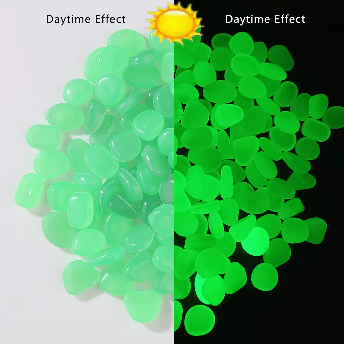 Glow-in-the-Dark Luminous Stones - 100pcs Fluorescent Decorative Gems for Gardens & Fish Tanks