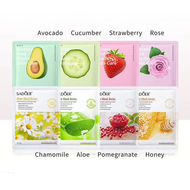Revitalize Your Skin with 8Pcs Natural Plant Face Masks - Hydrating, Firming & Moisturizing Korean Beauty Treatment