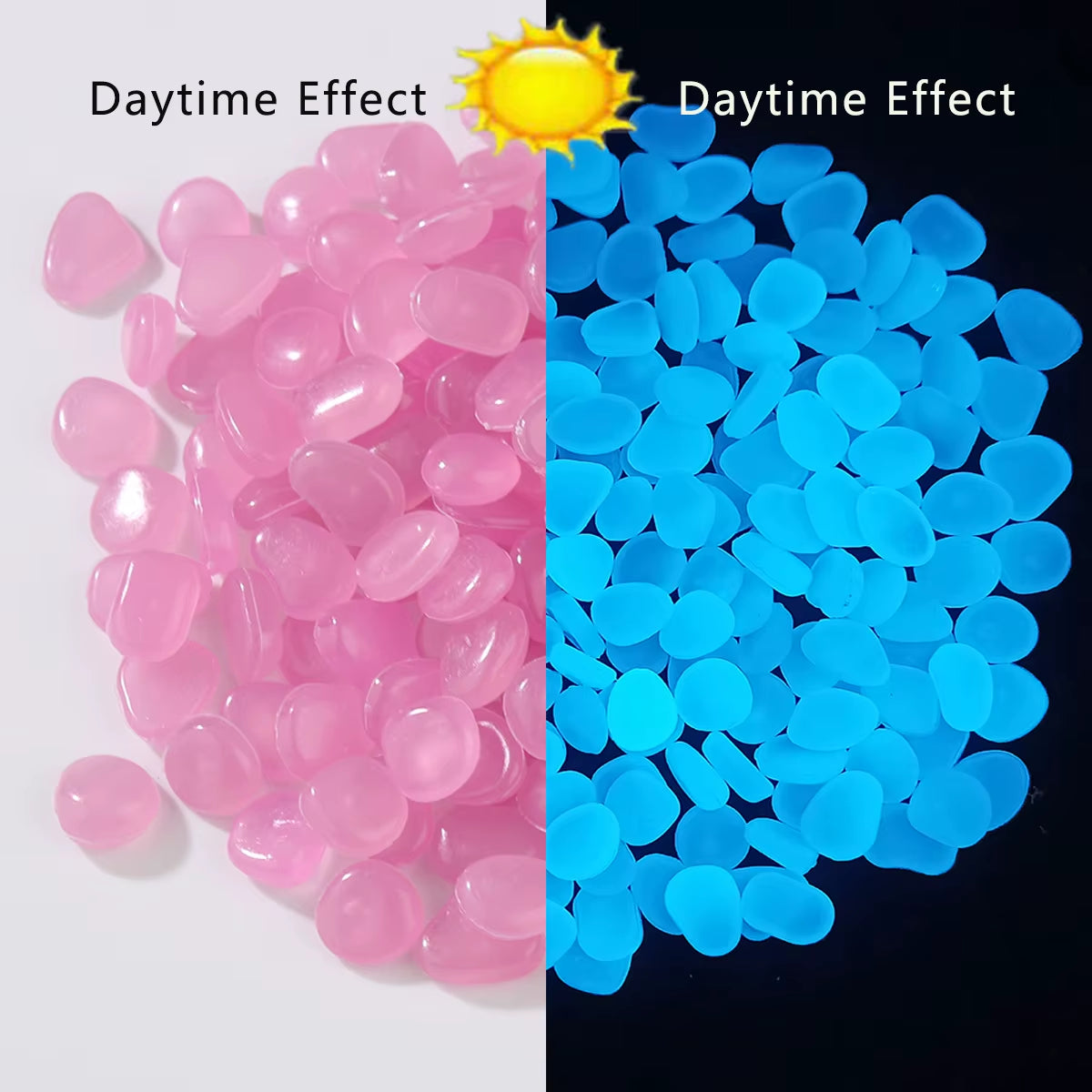 Glow-in-the-Dark Luminous Stones - 100pcs Fluorescent Decorative Gems for Gardens & Fish Tanks