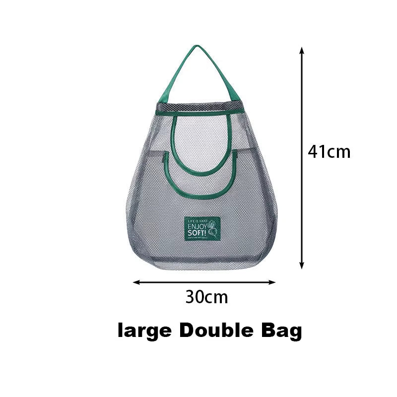 Eco-Friendly Hanging Mesh Storage Bags for Fresh Fruits & Vegetables - Perfect for Ginger, Garlic, Potatoes, & Onions!