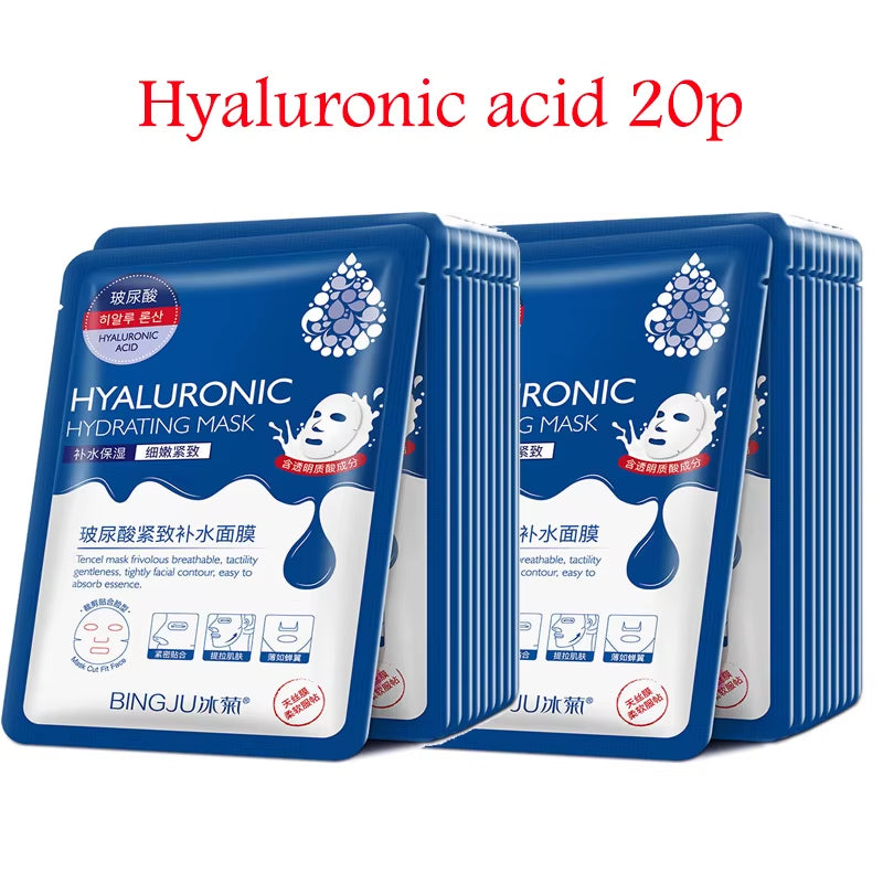 20Pcs Hyaluronic Collagen Face Mask Firming Moisturizing Sheet