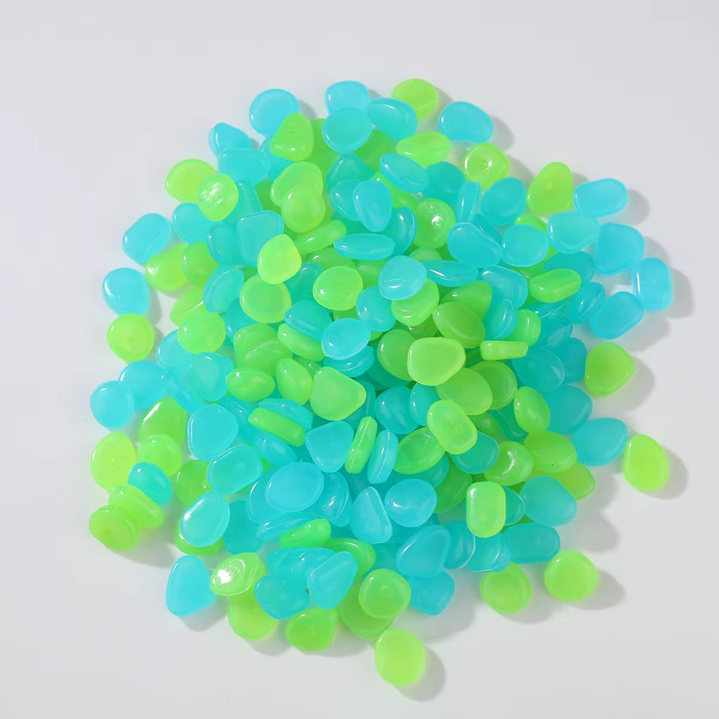 Glow-in-the-Dark Luminous Stones - 100pcs Fluorescent Decorative Gems for Gardens & Fish Tanks
