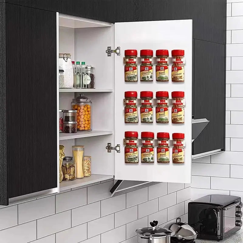 Sleek 2-Pack Grey Wall-Mounted Kitchen Jar Rack - Adhesive Spice Bottle Holder for Organized Storage