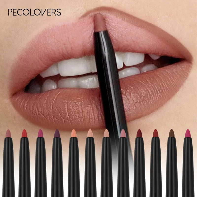 Waterproof Matte Lipliner Pencil 12 Colors Long-Lasting Tint