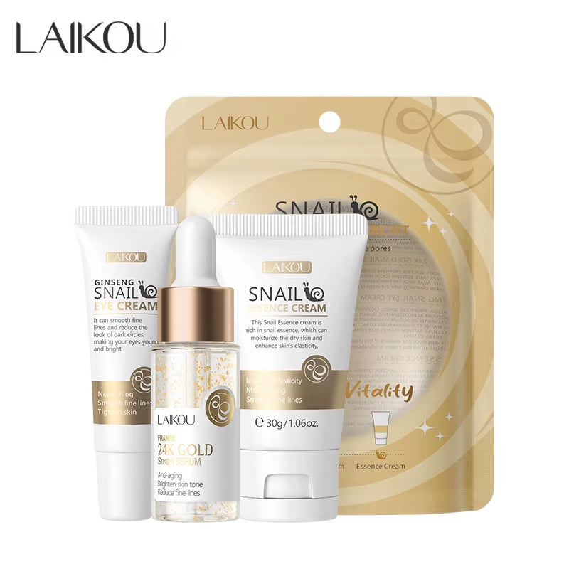 3Pcs/Set  Vitamin C 24K Golden Sakura Skin Care Sets Face Cream Serum Eye Cream Moisturizing anti Wrinkles Face Care Kit