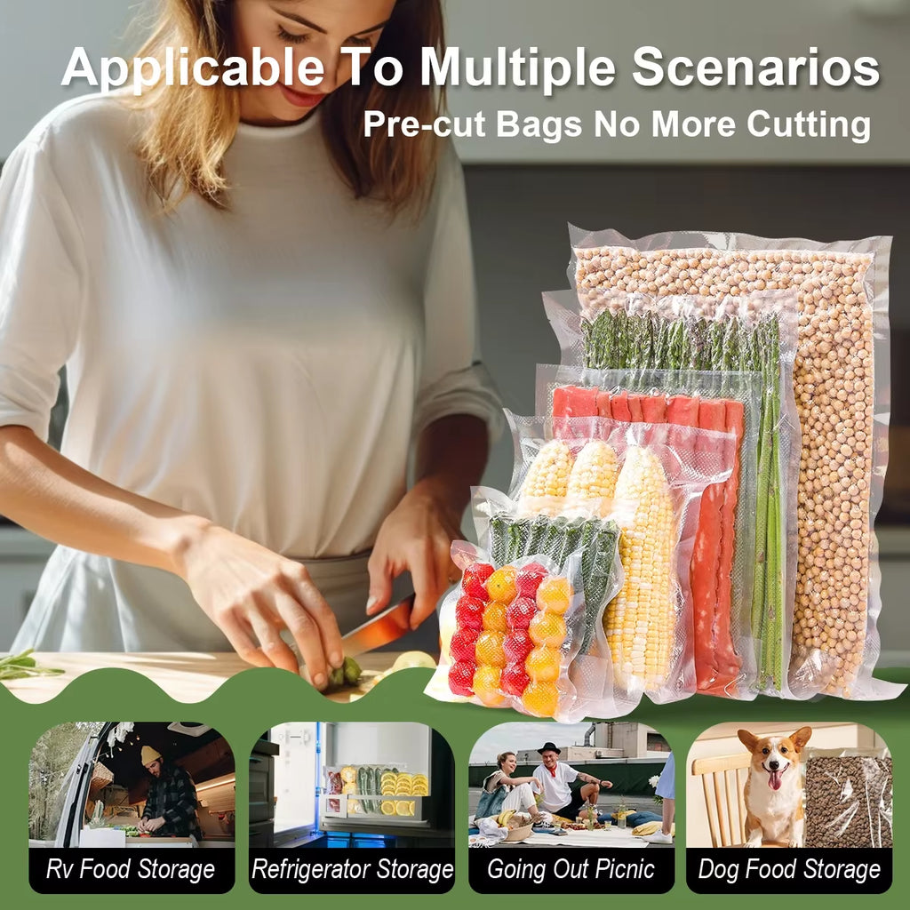 50Pcs Kitchen Vacuum Bags - BPA-Free Food Storage for Sealer Machines - Essential Kitchen Accessories