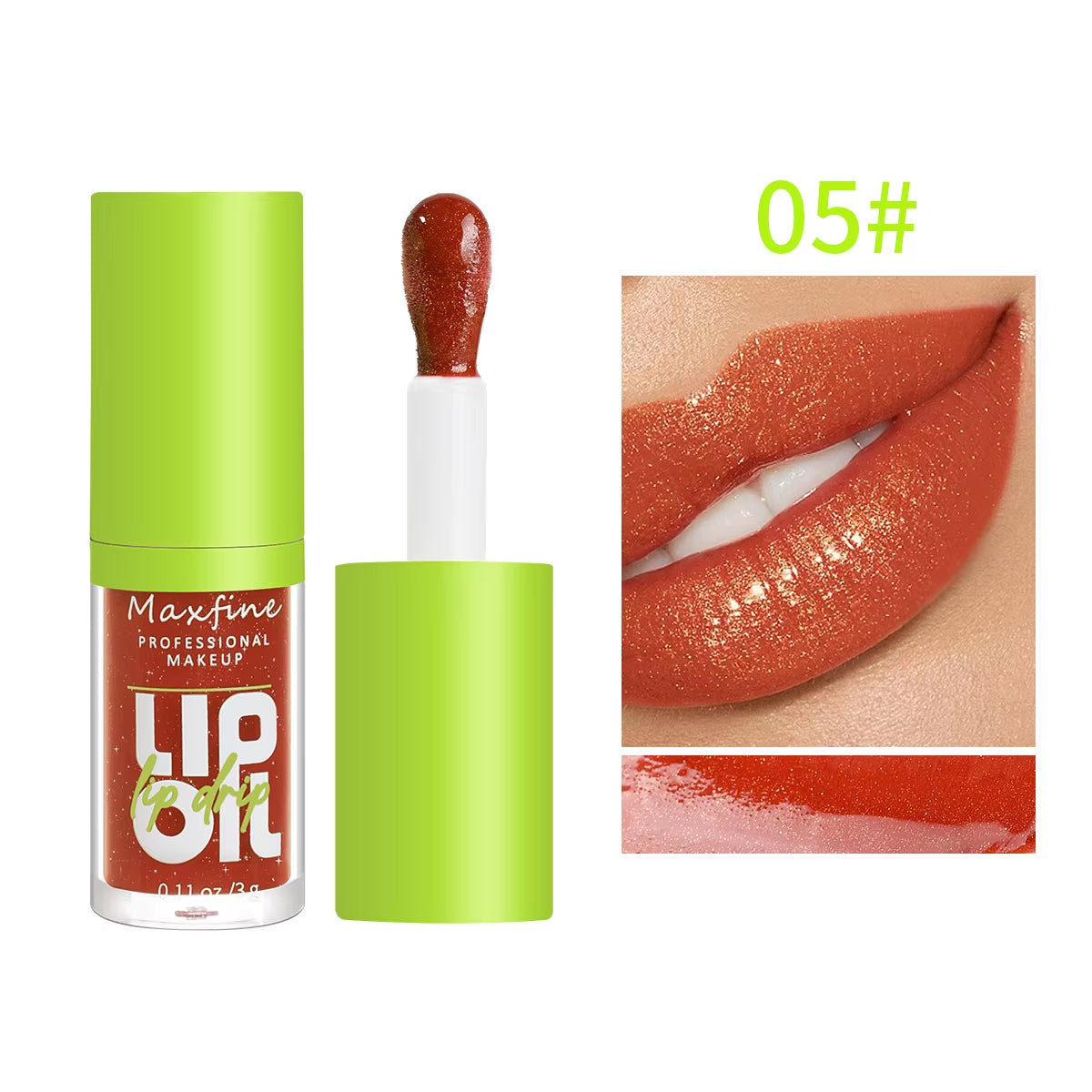 Lip Gloss Waterproof Long-Term Moisturizing Non-Stick Cup Non-Fading Liquid Green Packaging Lip Gloss Cosmetics