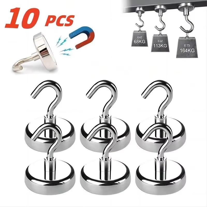10PCS Heavy-Duty Magnetic Hooks - Versatile Storage Solutions for Home, Kitchen, Bar, and Bathroom
